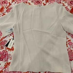 Aritzia Cream Fitted Short Sleeve Blouse
